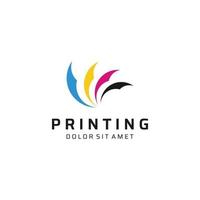 Abstract colorful logo digital printing, printing services, media, technology and the internet. With a modern and simple concept. vector