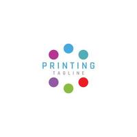 Abstract colorful logo digital printing, printing services, media, technology and the internet. With a modern and simple concept. vector