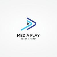 botón de reproducción del logotipo multimedia con triángulo moderno, el logotipo se puede utilizar para multimedia, impresión, tecnología y otros negocios. vector