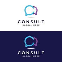 Consultation logo with bubble chat sign, infinity consultation, consultation with people. By using easy and simple illustration editing. vector