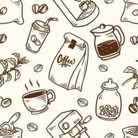 Hand Drawing Coffee Element Seamless Pattern Background vector