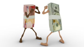 3d renderen van Ghanees cedi versus ons dollar geïsoleerd Aan transparant achtergrond. uitwisseling tarief concept png