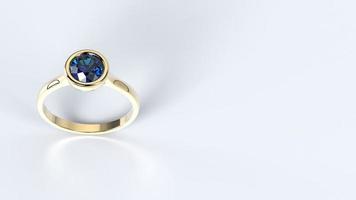 beautiful female ring color gem stone rose or yellow or white gold or platinum 3d render photo