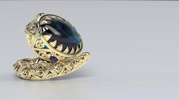 beautiful male or female snake or serpent ring color stones yellow or rose or white gold or platinum 3d render photo