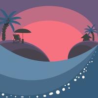Tropical island with palm trees and bungalow vector