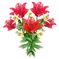 bouquet de fleurs de lys multicolores, illustration d'hémérocalles png