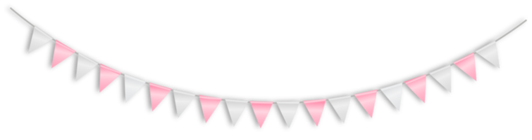 guirnalda de banderas de fiesta rosa y blanco png
