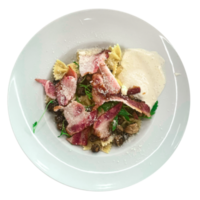 Pasta carbonara in a white plate png