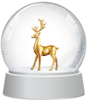 cerf doré dans une boule de verre de noël png