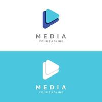 Media logo play button with modern triangle, the logo can be used for multimedia, printing, technology and other businesses. vector