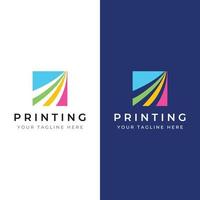 Abstract colorful logo digital printing, printing services, media, technology and the internet. With a modern and simple concept. vector