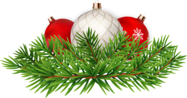 decoración navideña con abeto y bolas png