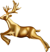 Golden deer 3d decoration for christmas and new year design. png