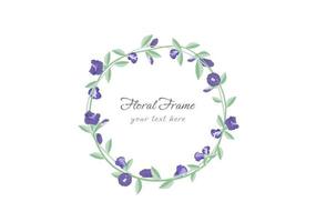 blooming butterfly pea flower crown floral frame vector on white background