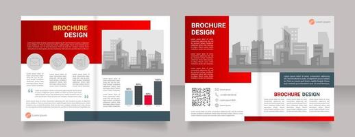 Collaboration between architects red blank brochure design. Contact info. Template set with copy space for text. Premade corporate reports collection. 4 paper pages vector