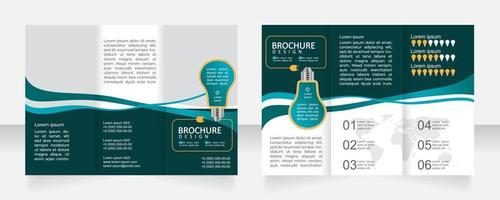 Electric power smart consumption trifold brochure template design. Zig-zag folded leaflet set with copy space for text. 3 panel flyers vector