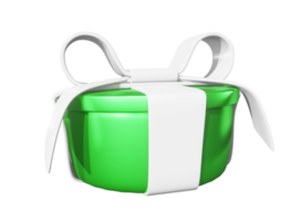 Realistic 3D Gift Green Box and White Bow. Cutout. png