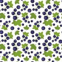 Black currant berries with leaves pattern deep blue and green seamless vitamin healthy food background illustration vector