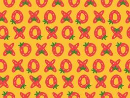 Xoxo strawberry letters seamless pattern, valentines day colorful pattern, berries in the shape of cross and zero vector illustration