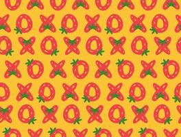 Xoxo strawberry letters seamless pattern, valentines day colorful pattern, berries in the shape of cross and zero vector illustration