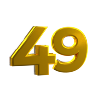 Mental Yellow color 49 3D number png