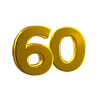 Mental Yellow 60 3D number png