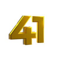 Mental Yellow color 41 3D number png