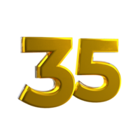 Mental yellow color 35 3D Number png