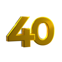 Mental Yellow color 40 3D number png