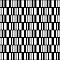 Barcode irregularly stripes seamless pattern. Black white stripes rows background. Geometrical simple vertical gorizontal lines ornament. vector