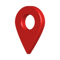 Location pin 3D PNG image for travel equipment. Location pin with red color shade in a 3D effect. GPS location pin on a transparent background.