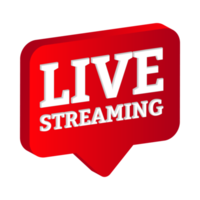 streaming en direct icône 3d png pour le système de diffusion. icône de diffusion en direct élégante avec la couleur rouge. conception de bouton tiers inférieur de télévision rouge ou de médias sociaux sur fond transparent.