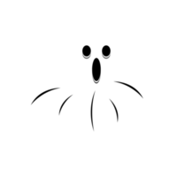 Halloween white ghost on a transparent background. Ghost with abstract shapes. Halloween white ghost party element image. Ghost PNG with a scary face.