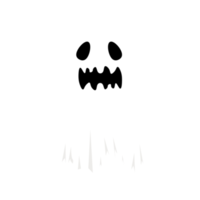 diseño fantasma blanco de Halloween sobre un fondo transparente. fantasma png con diseño de forma abstracta. imagen de elemento de fiesta fantasma blanco de halloween. fantasma con cara de miedo.