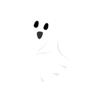 Halloween cute and happy white ghost PNG on a transparent background. Ghost with abstract shape design. Halloween white ghost party element image. Ghost PNG with a scary face.