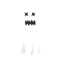fantasma blanco aterrador de halloween png en un fondo transparente. imagen fantasma con formas abstractas. diseño de elemento de fiesta fantasma blanco de halloween. fantasma png con cara de miedo.