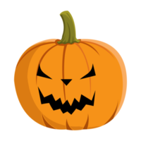 Halloween elements PNG. Pumpkin lantern design with an evil face on a transparent background. Pumpkin image with scary eyes for Halloween event with orange and green colors.