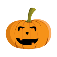 Pumpkin PNG image with scary eyes for Halloween event with orange and green colors. Pumpkin lantern image with a smiling face on a transparent background.