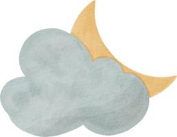 watercolor cloud and moon png
