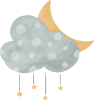 waterverf wolk en maan png