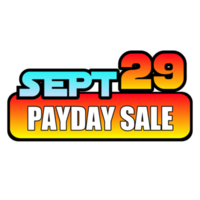 banner de 29 de setembro de venda do dia de pagamento, colorido com fundo transparente png