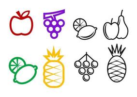 iconos y símbolos de frutas crudas vector