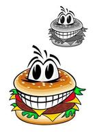 Cartoon hamburger funny character vector
