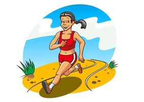 Happy running woman vector