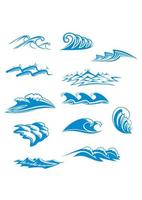 Set of wave symbols vector