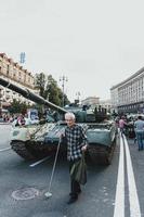 Kyiv, Ukraine, 23 August 2022. Parade of destroyed military equipment of the russian troops on the Khreshchatyk photo