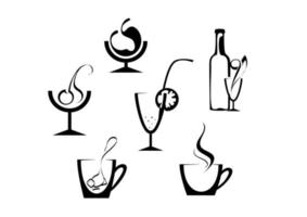 iconos de bebidas y bebidas vector