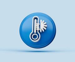 3d illustration of glossy thermometer icon isolated on blue background with shadow photo