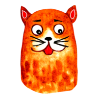 retrato de gato divertido de dibujos animados de acuarela png