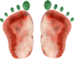 Watercolor cartoon human footprints png